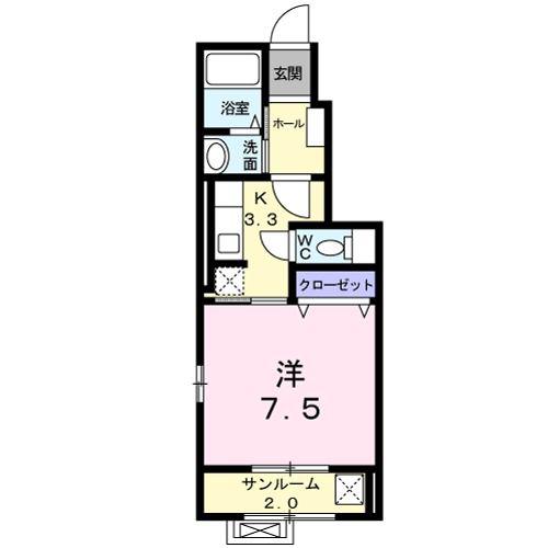 サンフィオーレA(1K/1階)の間取り写真