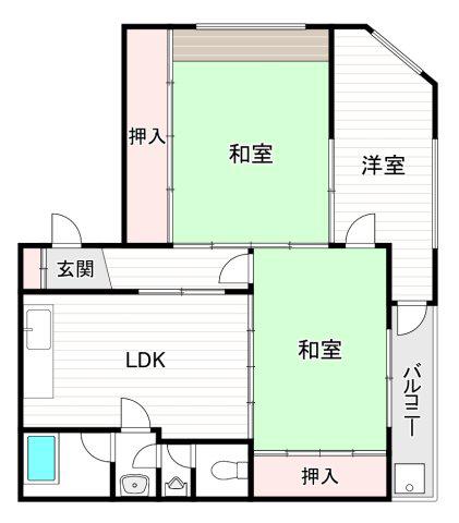 ブランドール大正I(3LDK/3階)の間取り写真