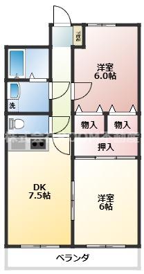 パークサイド早水壱番館(2DK/1階)の間取り写真