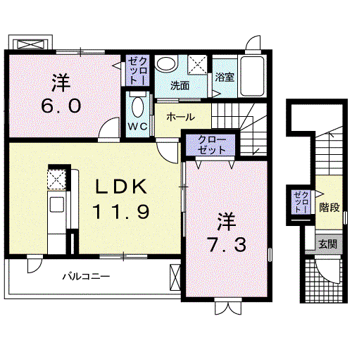マードレD(2LDK/2階)の間取り写真