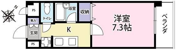 メゾンフジおもろまち(1K/3階)の間取り写真