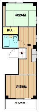 TSC烏ヶ辻マンション(2DK/3階)の間取り写真
