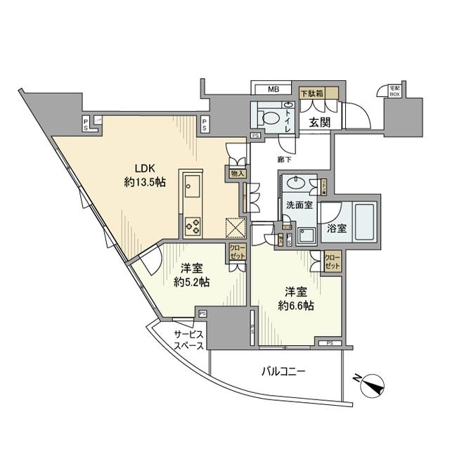 プラウド町屋(2LDK/11階)の間取り写真