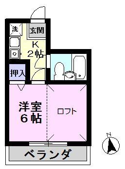 パトリエ2(1K/2階)の間取り写真