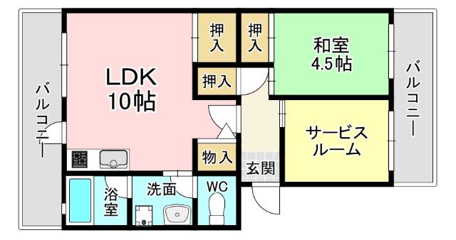 オアシス中曽根(1SLDK/5階)の間取り写真