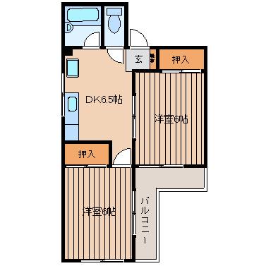 フラワーコーポ堅粕(2DK/3階)の間取り写真