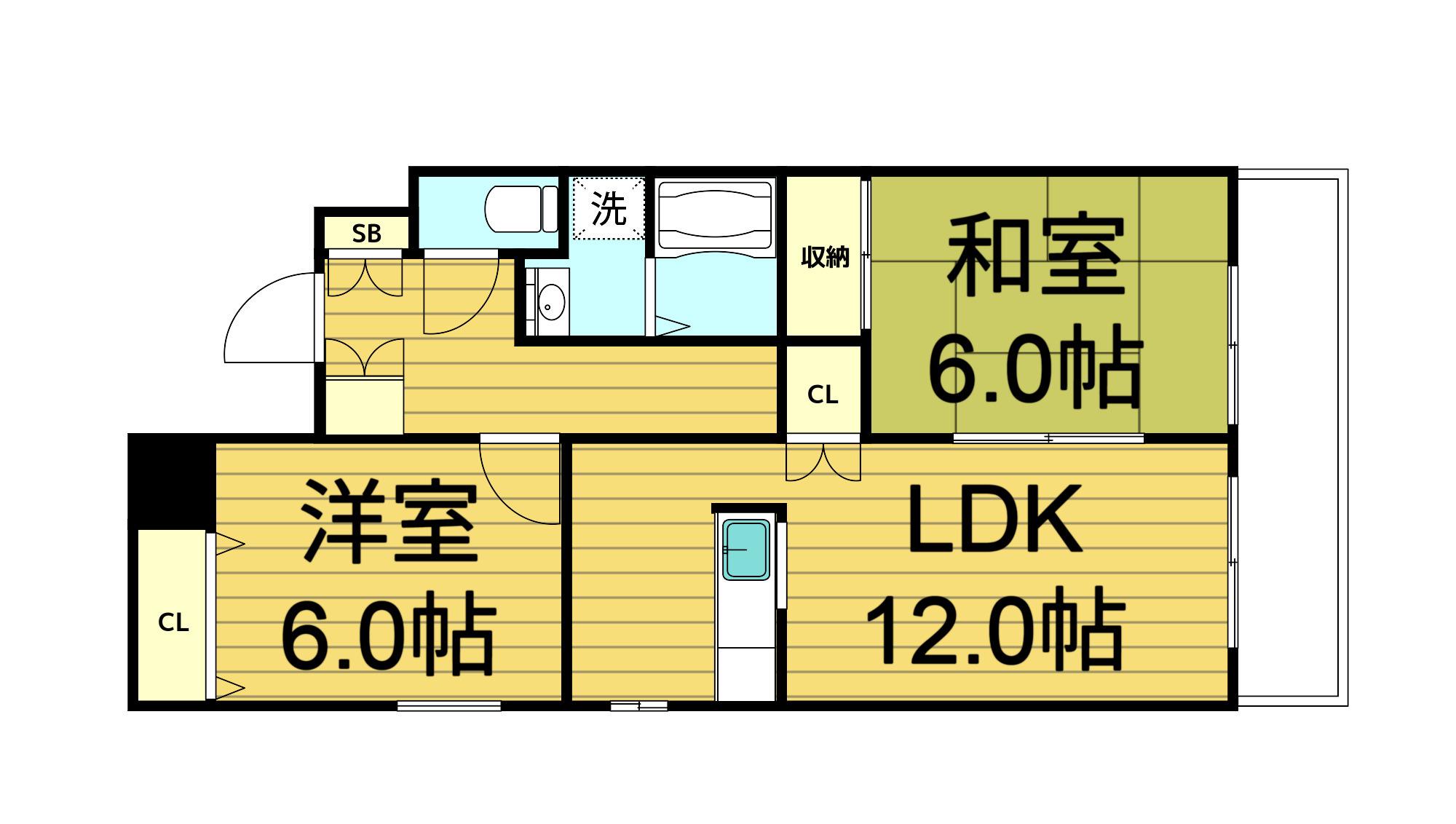 エステイト諏訪(2LDK/2階)の間取り写真
