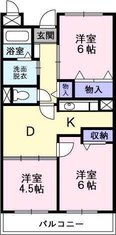 ブランドール板原(3DK/4階)の間取り写真