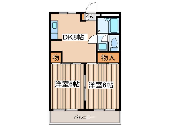 ハイツ峯(2DK/3階)の間取り写真