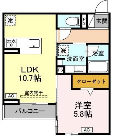 セレスティア唐山町(1LDK/2階)の間取り写真