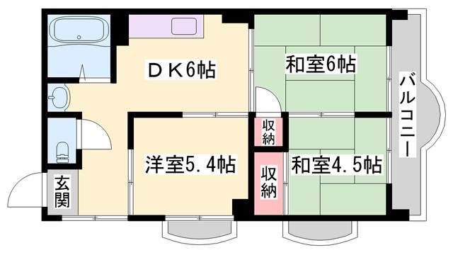 明不マンション太寺(3DK/2階)の間取り写真