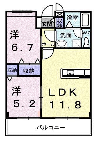 プロムナード(2LDK/2階)の間取り写真
