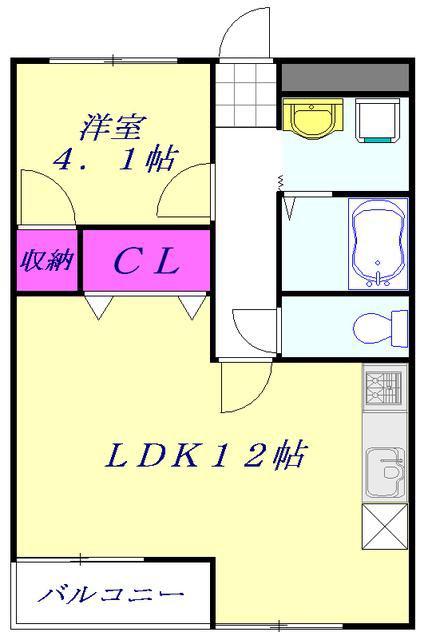 フロイデン芝(1LDK/2階)の間取り写真