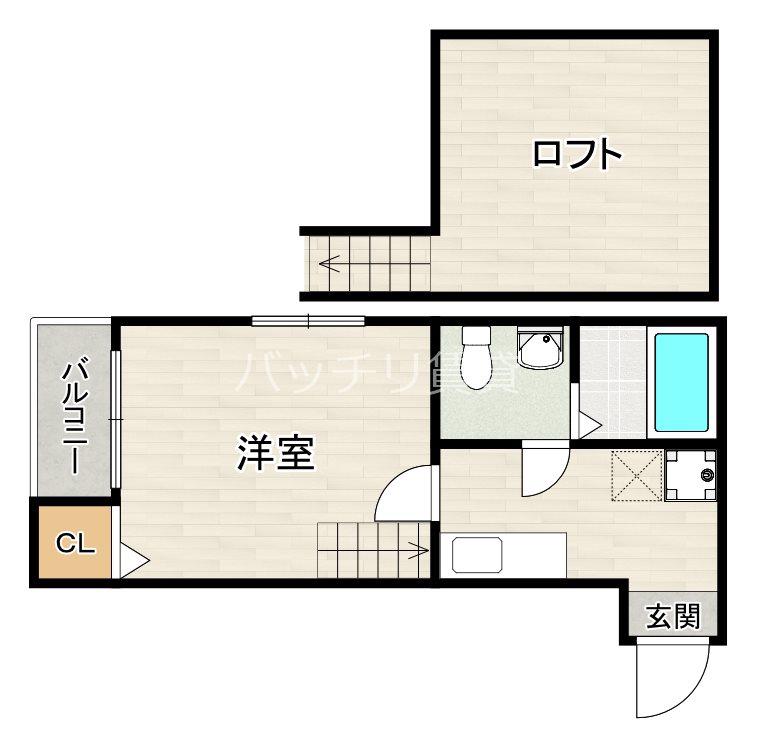 アイゼン竹下II(1K/2階)の間取り写真