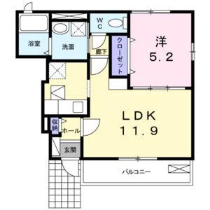 アンジュ アルモニーII(1LDK/1階)の間取り写真