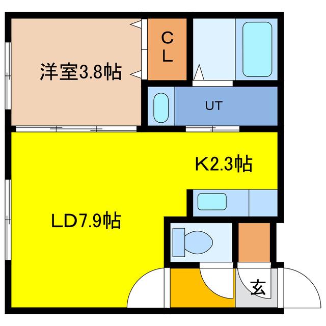 プリオール千歳(1LDK/4階)の間取り写真