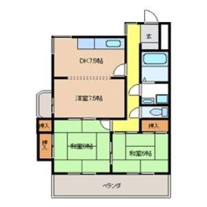 ヴィラパーシモン(3DK/3階)の間取り写真