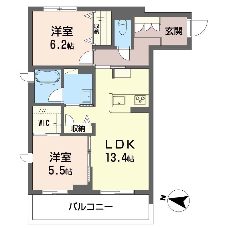 フォルティガーレ(2LDK/1階)の間取り写真