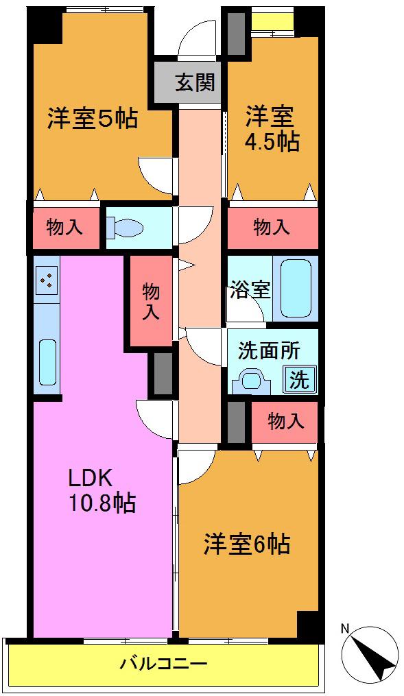 ジュピテール(3LDK/2階)の間取り写真