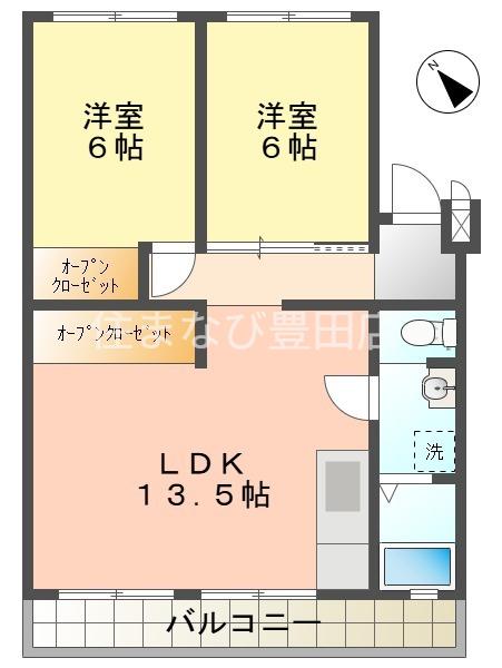 板倉ハイツ(2LDK/3階)の間取り写真