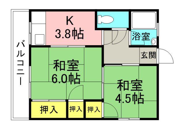 津田コーポ(2K/3階)の間取り写真