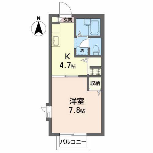 マンハイムIII(1K/2階)の間取り写真