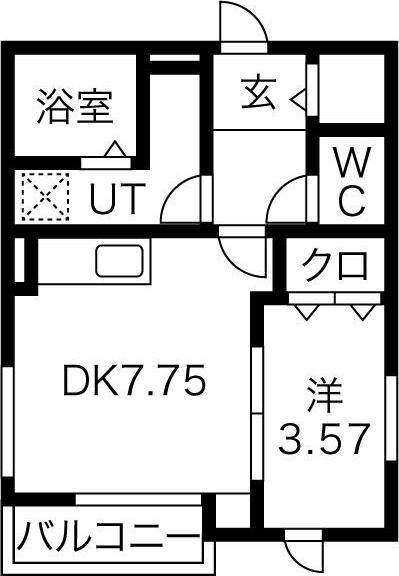ゼフィール(1DK/3階)の間取り写真