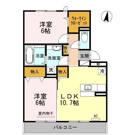 アルティスタA(2LDK/3階)の間取り写真