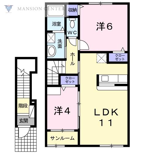 メランジェA(2LDK/2階)の間取り写真