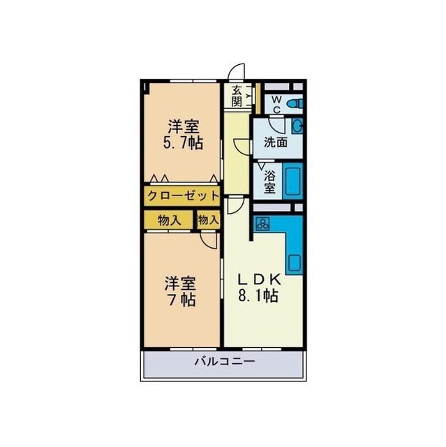 シェルバレー(2LDK/3階)の間取り写真