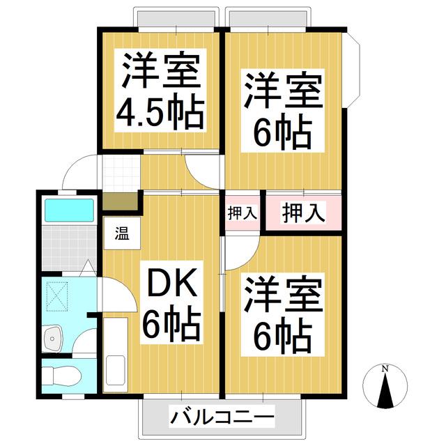 サンシティ川中島A棟(3DK/1階)の間取り写真