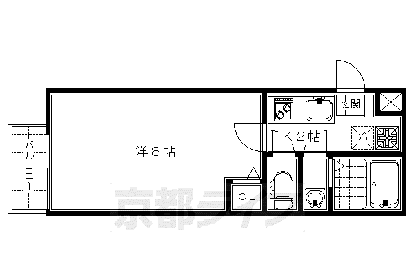 フラッティ西本願寺(1K/4階)の間取り写真