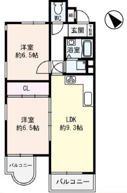 コムーネ東灘(2LDK/2階)の間取り写真