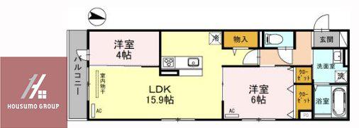 CLASHIST中宮サウス(2LDK/3階)の間取り写真