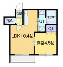 ライズステージ元町(1LDK/2階)の間取り写真