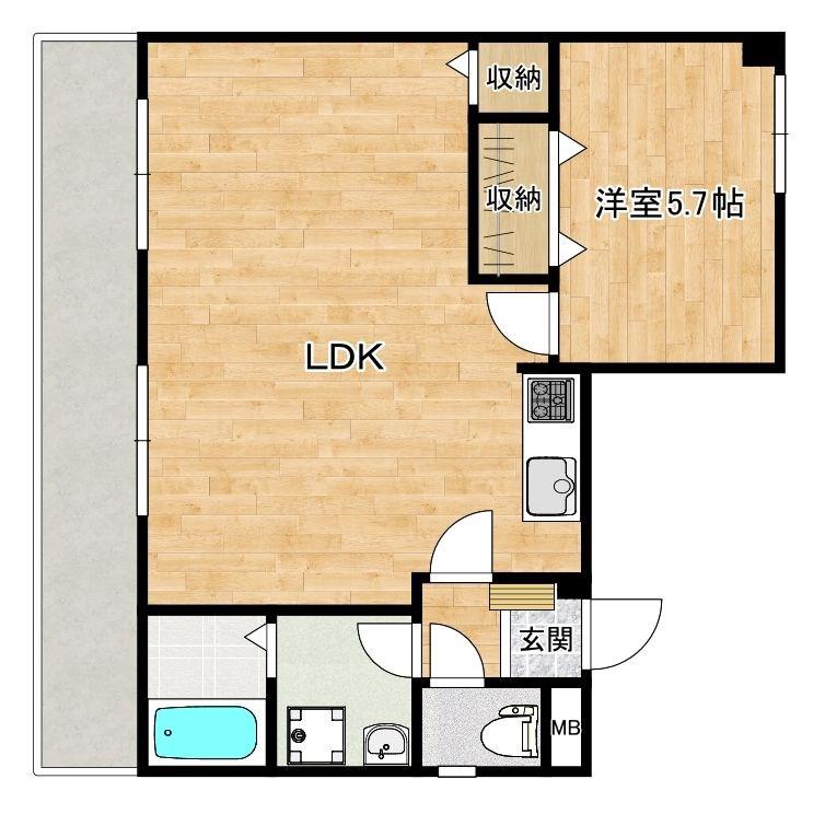ライフ・モア高取(1LDK/8階)の間取り写真