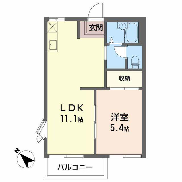 フレグランスHASAMA B(1LDK/2階)の間取り写真