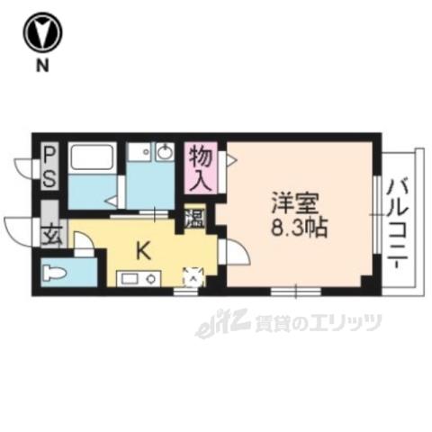 グリーンパス椥辻(1K/2階)の間取り写真