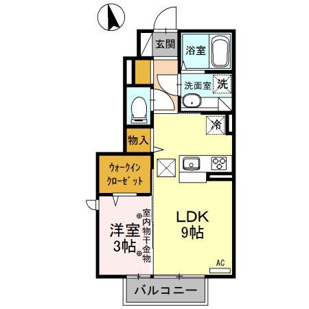 ヴァイアD(1LDK/1階)の間取り写真