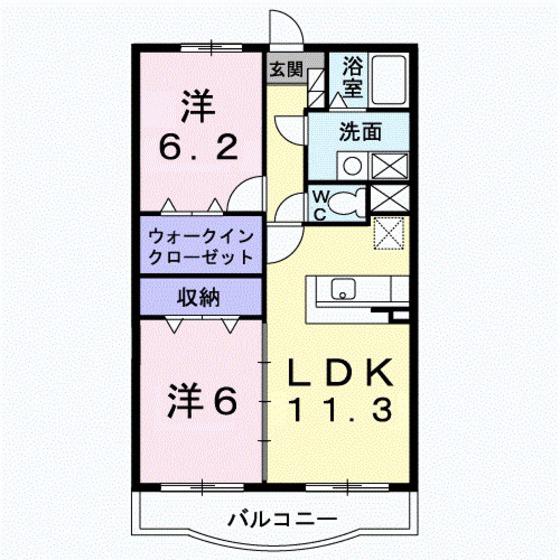 セントラル・アンフィニティ D(2LDK/3階)の間取り写真