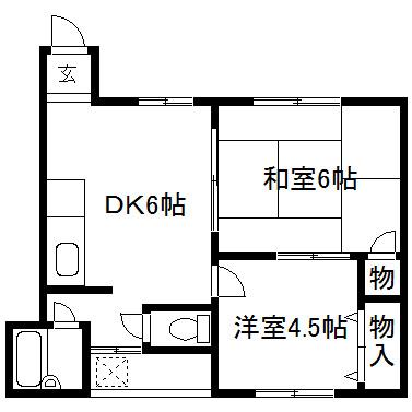 マンション丸高(2DK/2階)の間取り写真