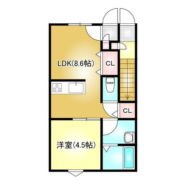 EARLS COURT下泉(1LDK/1階)の間取り写真
