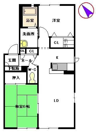 フォーレス ナカシマ B棟(2LDK/1階)の間取り写真