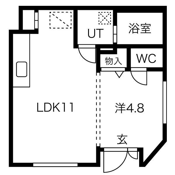 プログレス(1LDK/4階)の間取り写真