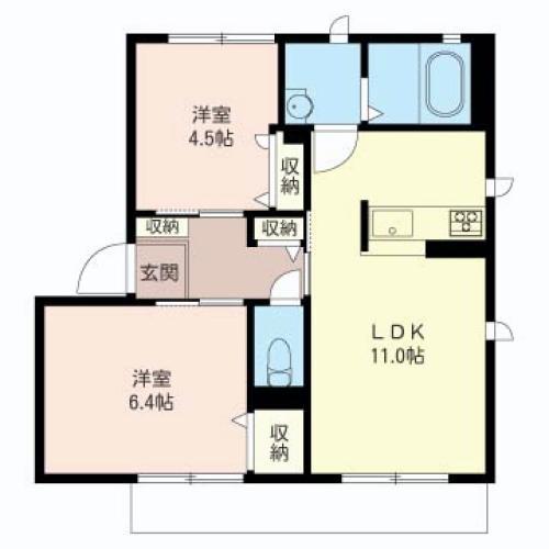 HEAL COURT(2LDK/1階)の間取り写真