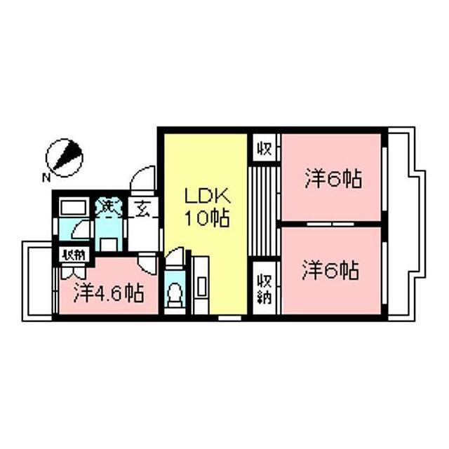 サンアムール(3LDK/2階)の間取り写真