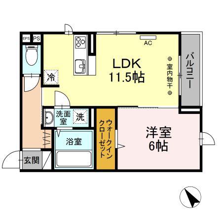 MONTEE AMOUR 2ND(1LDK/2階)の間取り写真