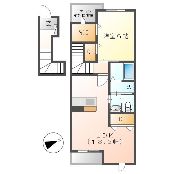 フォレストパークB(1LDK/2階)の間取り写真