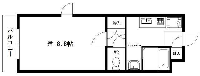 サンサーラ古庄(1K/3階)の間取り写真