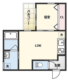 LA PACE(1LDK/3階)の間取り写真